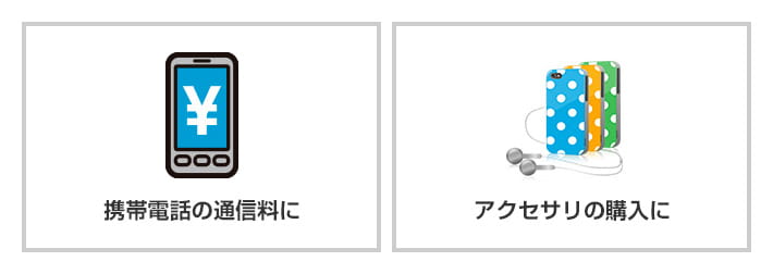 携帯電話の通信料に アクセサリの購入に