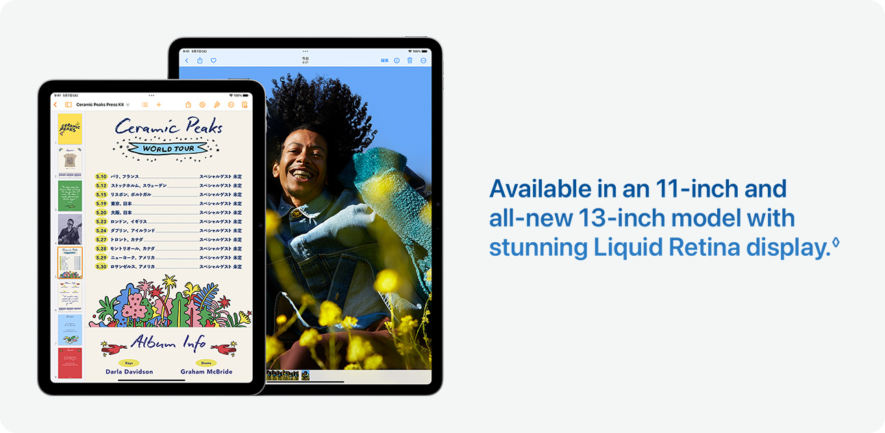 Available in an 11-inch and all-new 13-inch model with stunning Liquid Retina display.◊