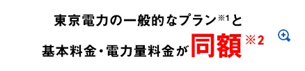 東京電力の一般的なプラン※1と基本料金・電力量料金が同額※2