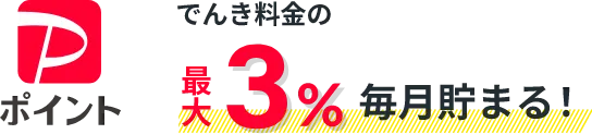 PayPayポイント でんき料金の最大３％毎月貯まる！