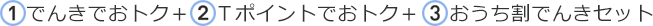 ①でんきでおトク＋②Ｔポイントでおトク＋③おうち割でんきセット