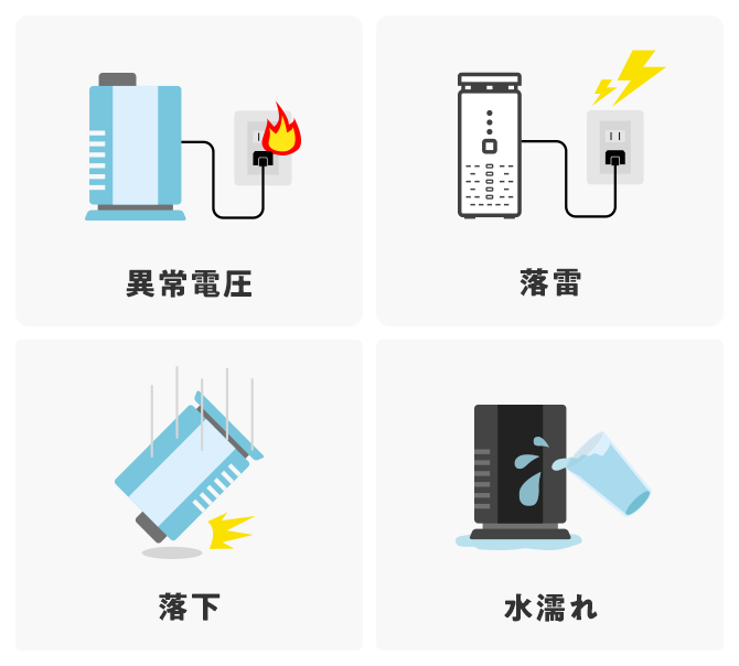 異常電圧 落雷 落下 水濡れ