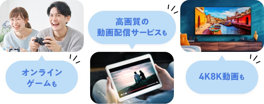 オンラインゲームも高画質の動画配信サービスも4K8K動画も
