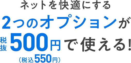 ネットを快適にする2つのオプションが 税抜500円（税込550円）で使える！