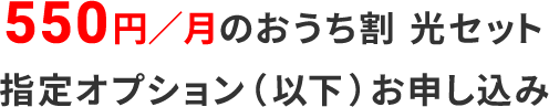 550円／月のおうち割 光セット 指定オプション（以下）のお申し込み