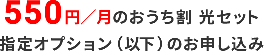 550円／月のおうち割 光セット 指定オプション（以下）のお申し込み