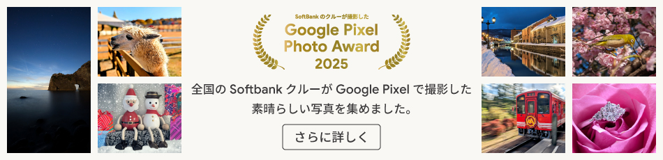 SoftBank のクルーが撮影した Google Pixel Photo Award 2025 全国の Softbank クルーが Google Pixel で撮影した 素晴らしい写真を集めました。 さらに詳しく