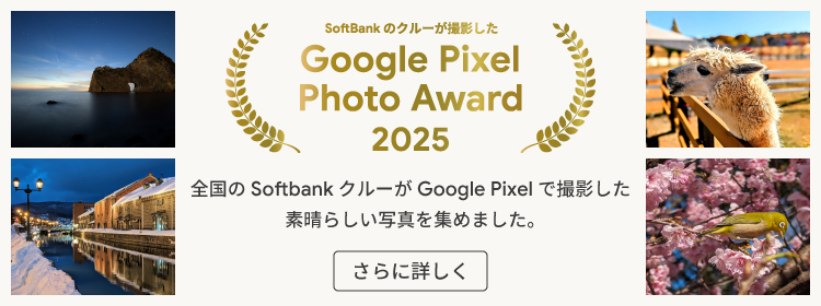 SoftBank のクルーが撮影した Google Pixel Photo Award 2025 全国の Softbank クルーが Google Pixel で撮影した 素晴らしい写真を集めました。 さらに詳しく