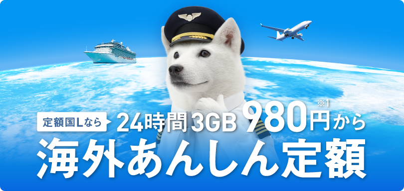 定額国Lなら24時間3GB980円※1から 海外あんしん定額