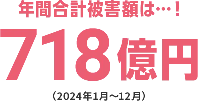 年間合計被害額は・・・！ 718億円（2024年1月～12月）