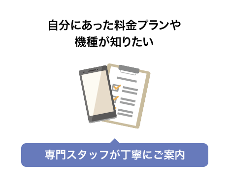 自分にあった料金プランや機種が知りたい 専門スタッフが丁寧にご案内