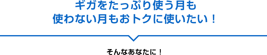 ギガをたっぷり使う月も 使わない月もおトクに使いたい！